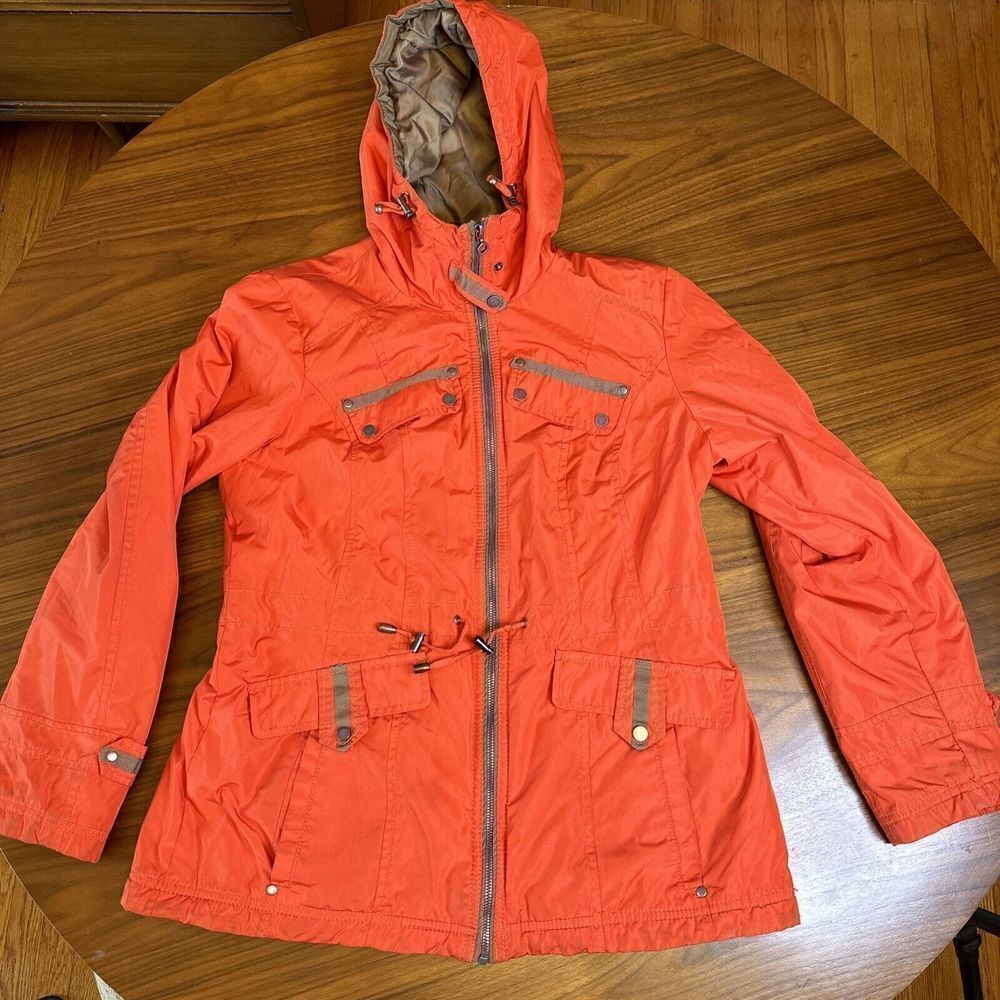 Vintage Weather Tamer Women's Jacket Lined Filled Orange Hooded Zip Retro
